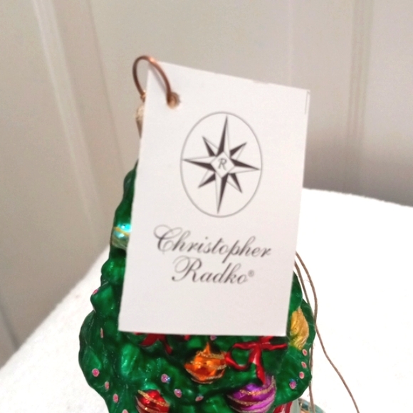 Christopher Radko Blown Tempered glass W/ Sterling Silver Xmas Tree. - Picture 2 of 6